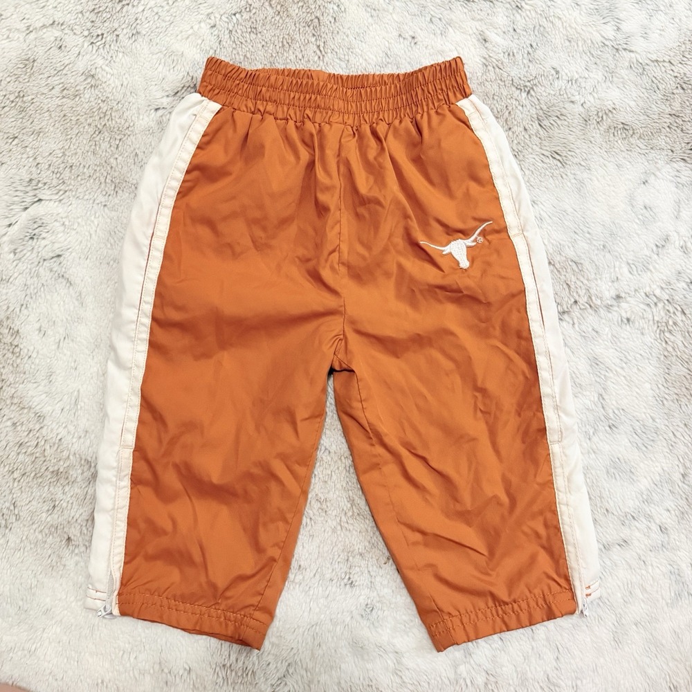 Texas Long Horns Baby Orange Track Pants With Embroidered Logo Size 6-9 Months
